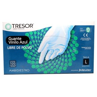 GUANTE VINILO AZUL TALLA L X 100 UN TRESOR
