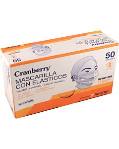 MASCARILLA 3P BLANCO/ELASTICO X 50 UN CRANBERRY