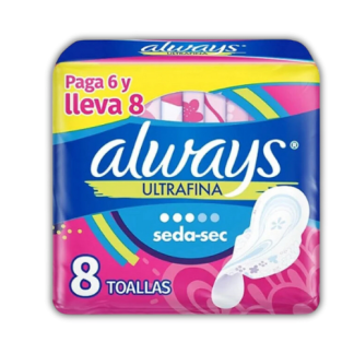 TOALLA HIGIÉNICA ULTRA FINA MALLA SECA X 8 UNIDADES ALWAYS